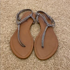 Navy and white sandals